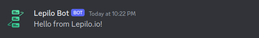 Shows the created message in Discord